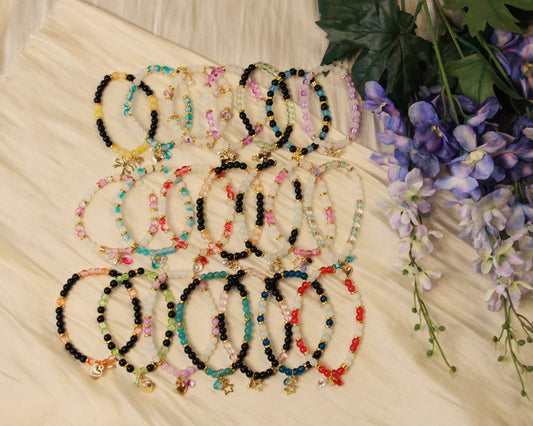 Mystery Glass Beaded Bracelets w/ Charms